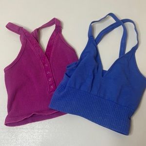 Free People Movement Cropped Workout Tanks Sports Bras Purple and Periwinkle M
